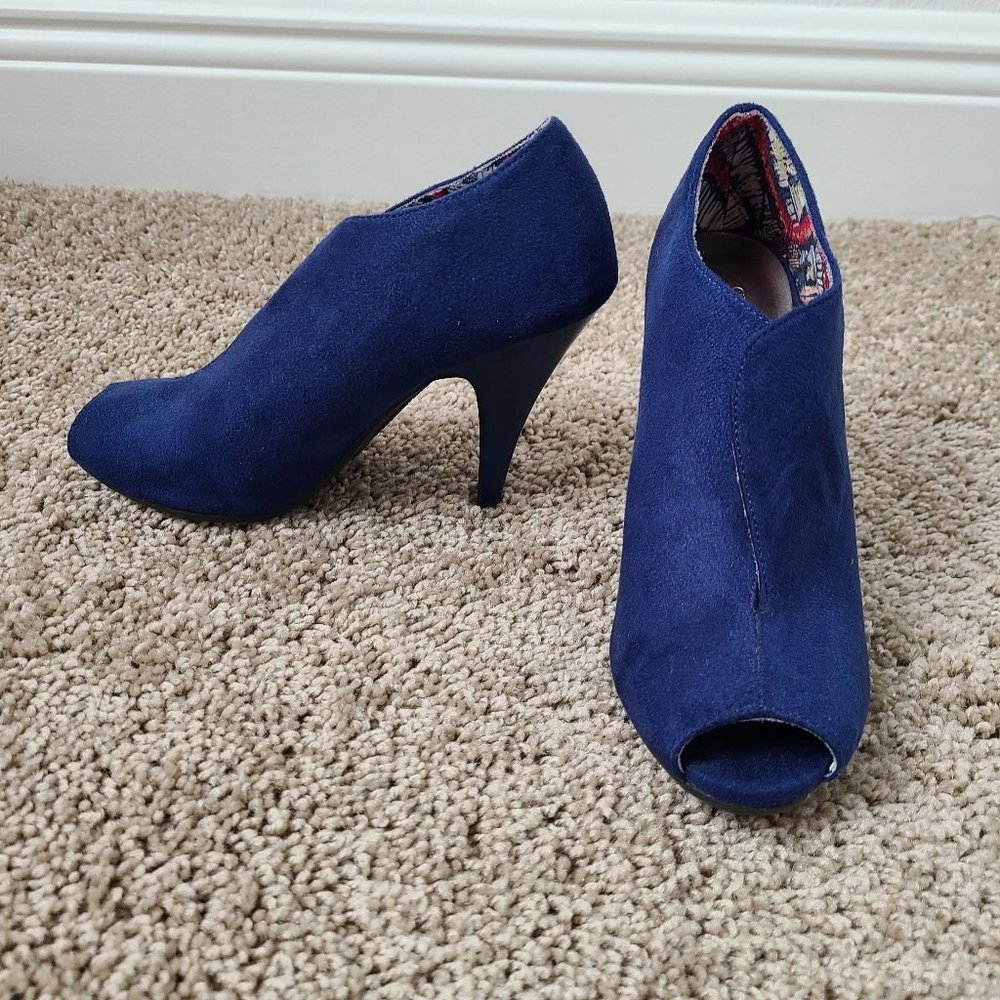 Blue Faux Suede Bootie 5